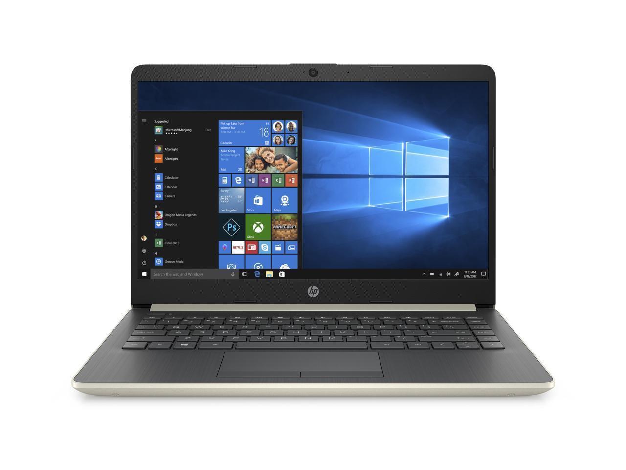 Newest HP 14 inch Slim HD Micro-edge Laptop | AMD Ryzen 3 |4GB DDR4|128GB M.2 SSD| Wi-Fi | HDMI | Windows 10 | Gold